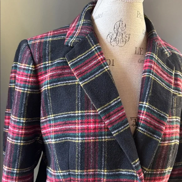 J. Crew tartan plaid 2 button school boy blazer wool NWOT size 14 - Picture 4 of 14